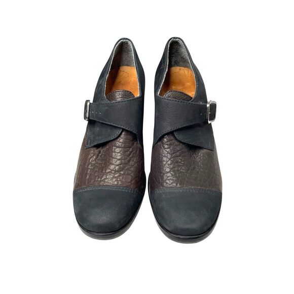 Chie Mihara block heel leather heels booties Size 38 black brown classy - Picture 3 of 11